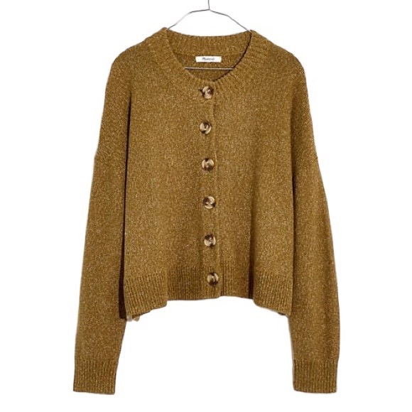 Madewell Broadway Marled Olive Green Cropped Cardigan - XS - Picture 5 of 16